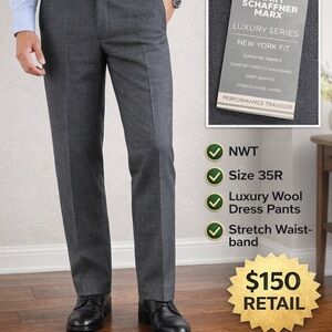 Hart Schaffner Marx Charcoal Luxury Wool Pants